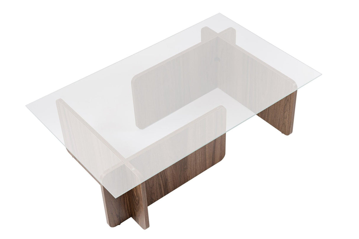 Salontafels - Salontafel Naturel Walnoot Glas Opal 105x65x30 cm - Dimehouse