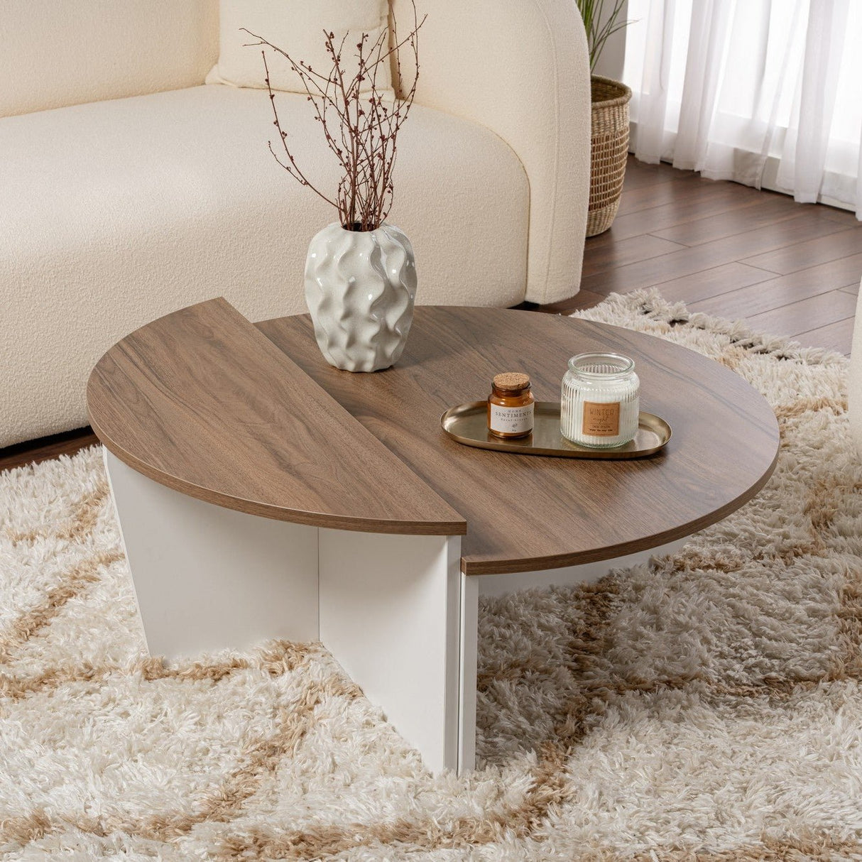 Orion salontafel Walnoot en Wit 90x60 cm Walnut White Melamine