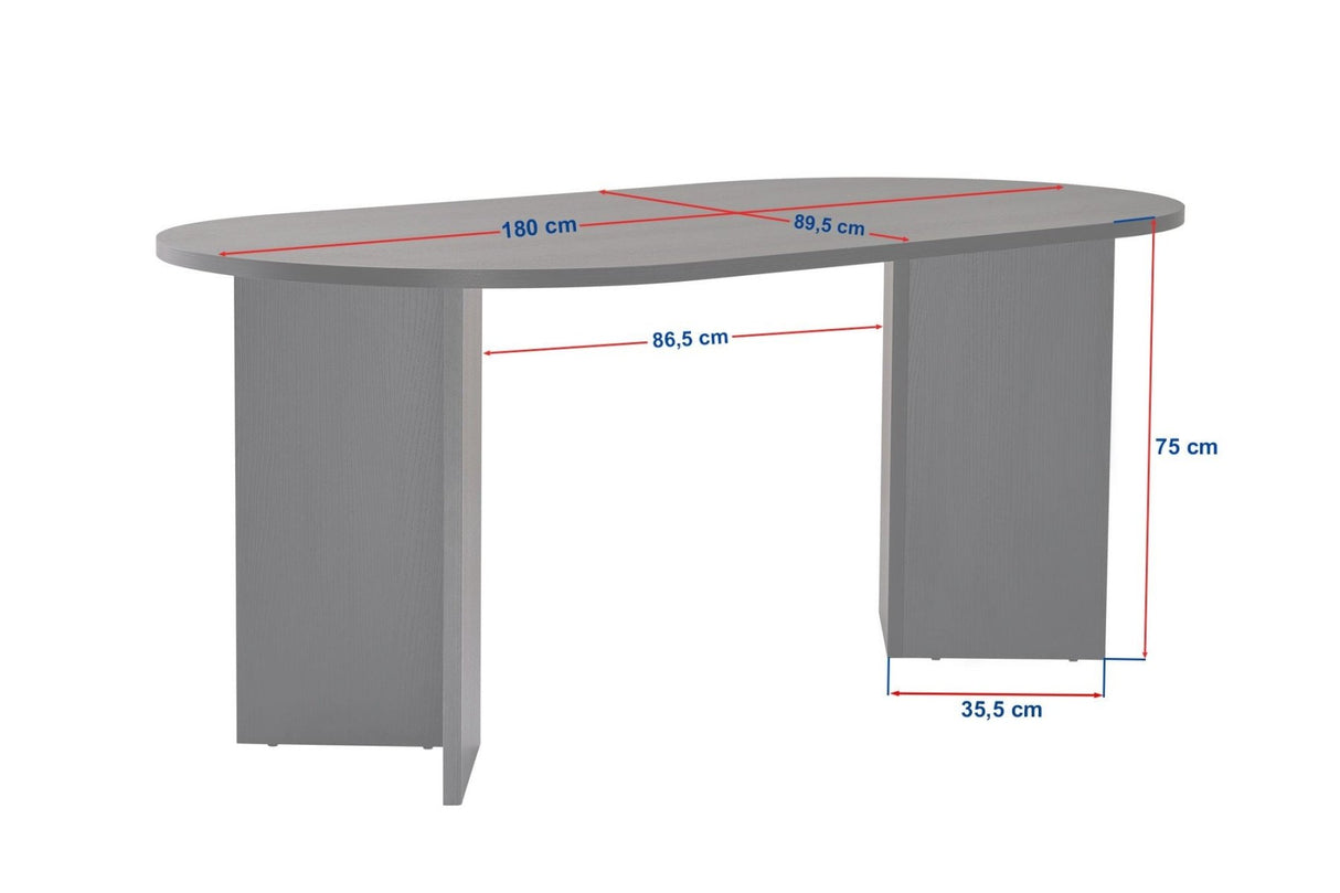 Eettafels - Ovale eettafel travertin melamine - Japandi - 180x89,5x75 cm - Sota - Dimehouse