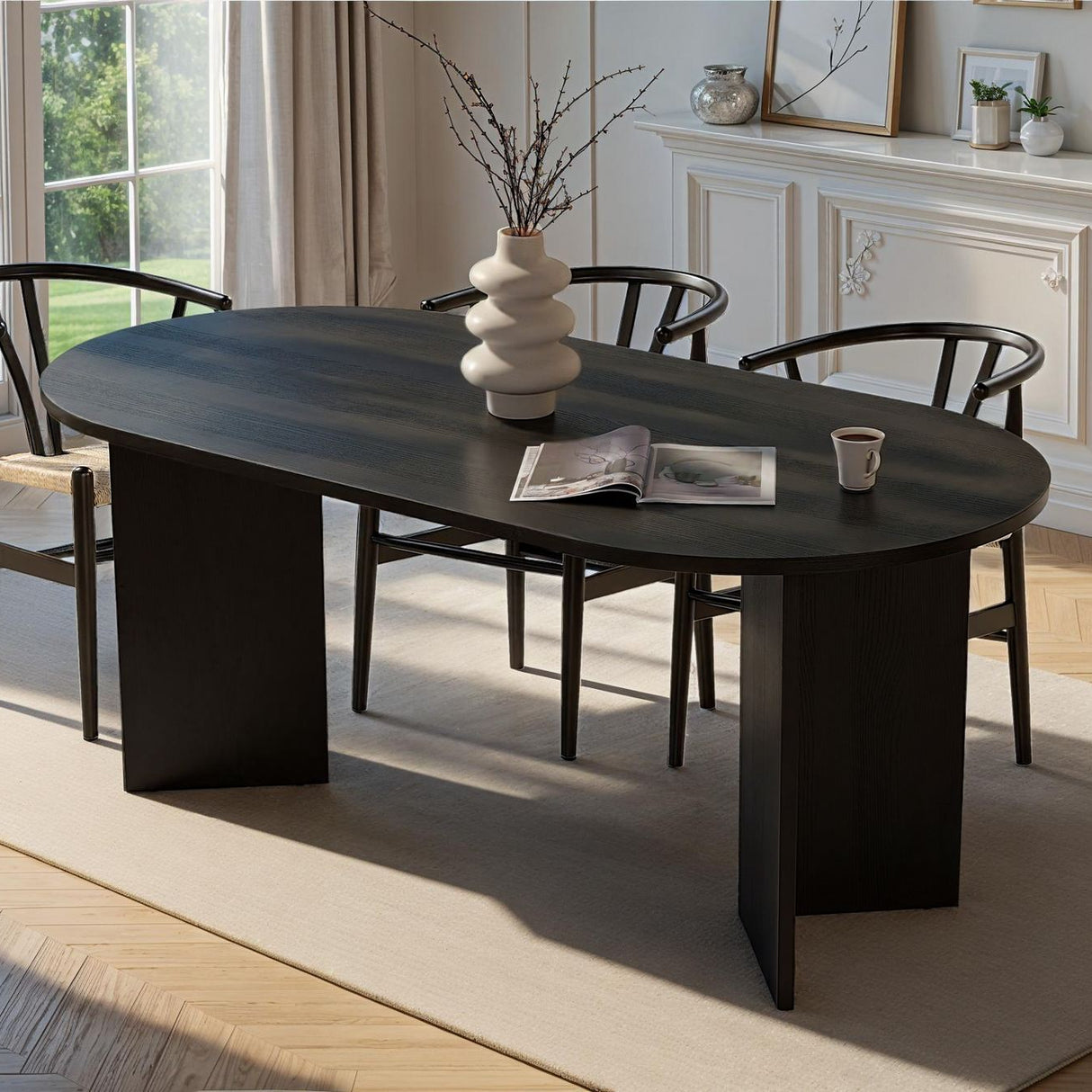 Eettafel Sablin Wood Black 180x89,5x75 cm Melamine