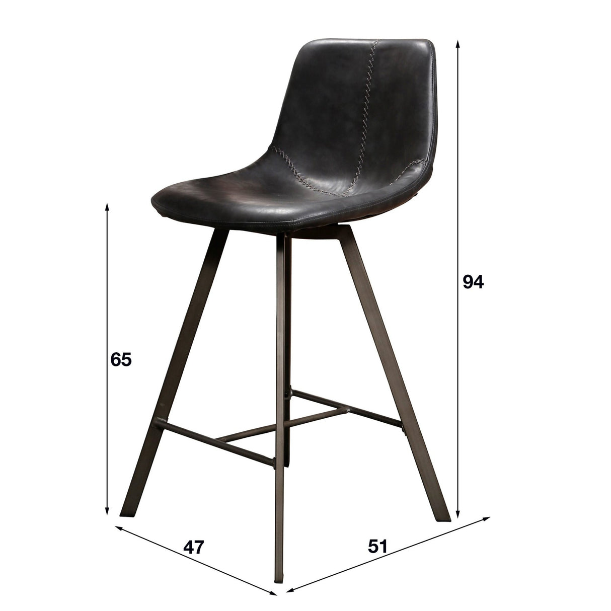 Set van 4 Barkrukken Siena Saddle PU zwart