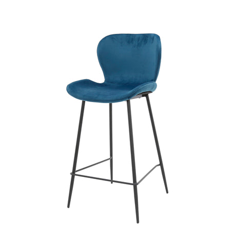 Set van 4 barkrukken Argo Velours Blauw