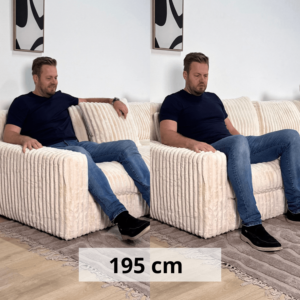 3-zits loungebank Nia ribstof beige