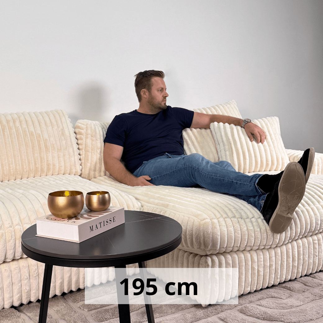 3-zits loungebank Nia ribstof beige