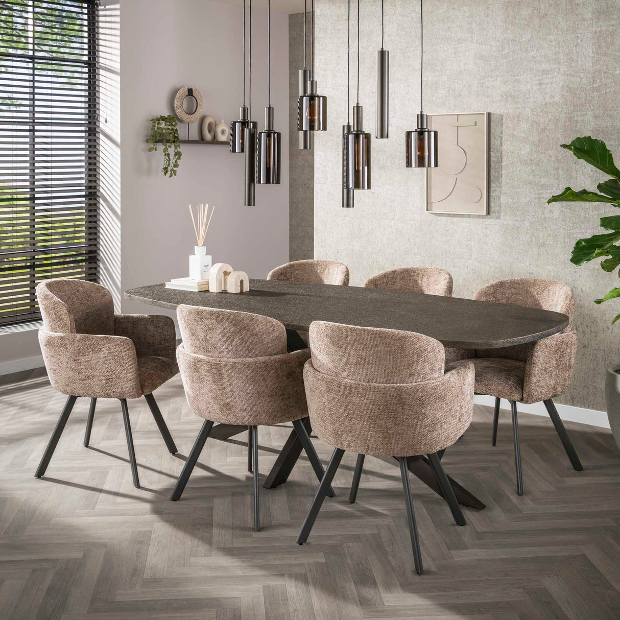 Set van 2 Moderne eetkamerstoelen Luma Hoven Rich Champagne