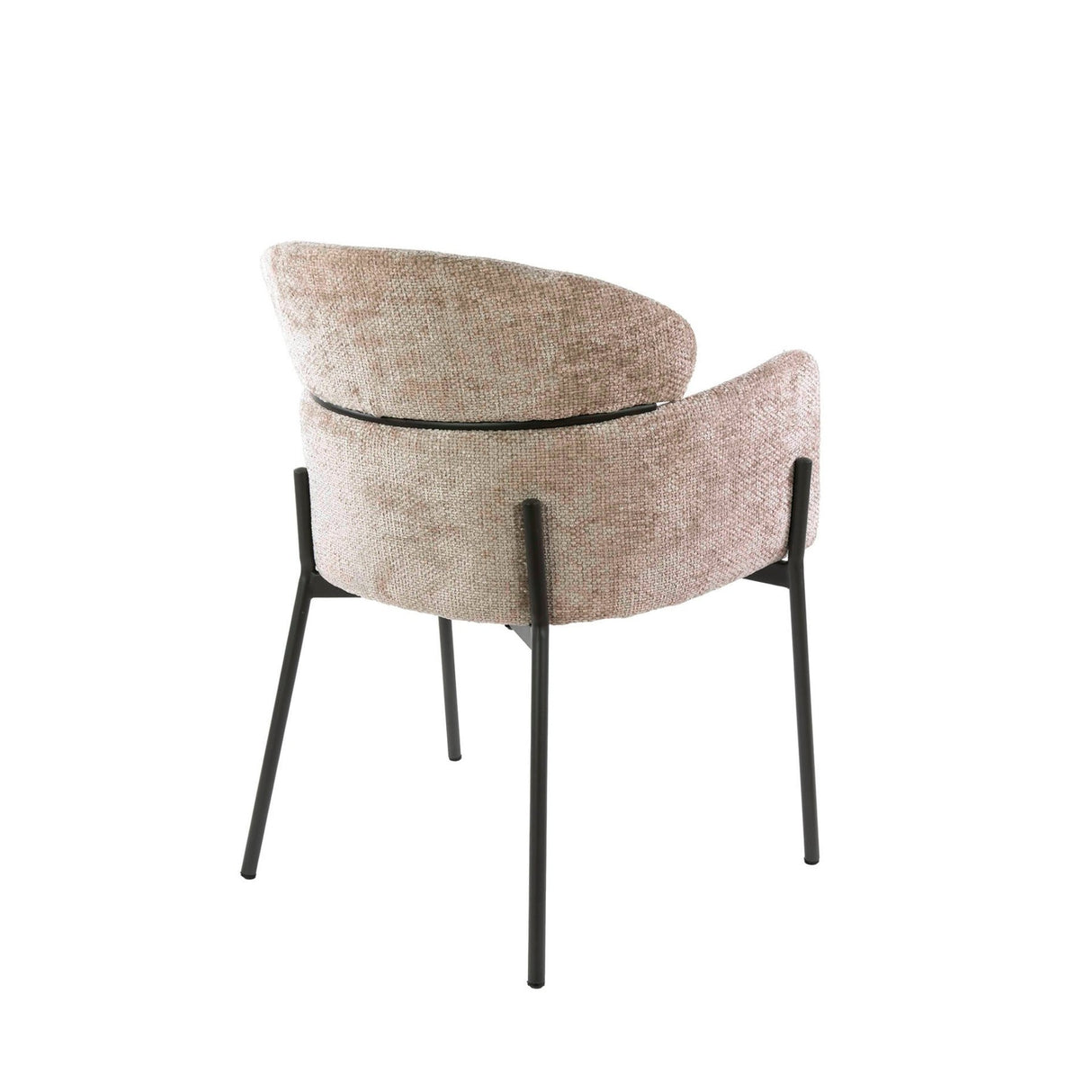 Eetkamerstoel Lola Bouclé stof Zandkleur met ronde rug en arm