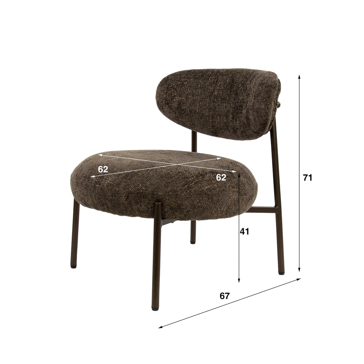 Fauteuil Nova Rond Bruin Stof