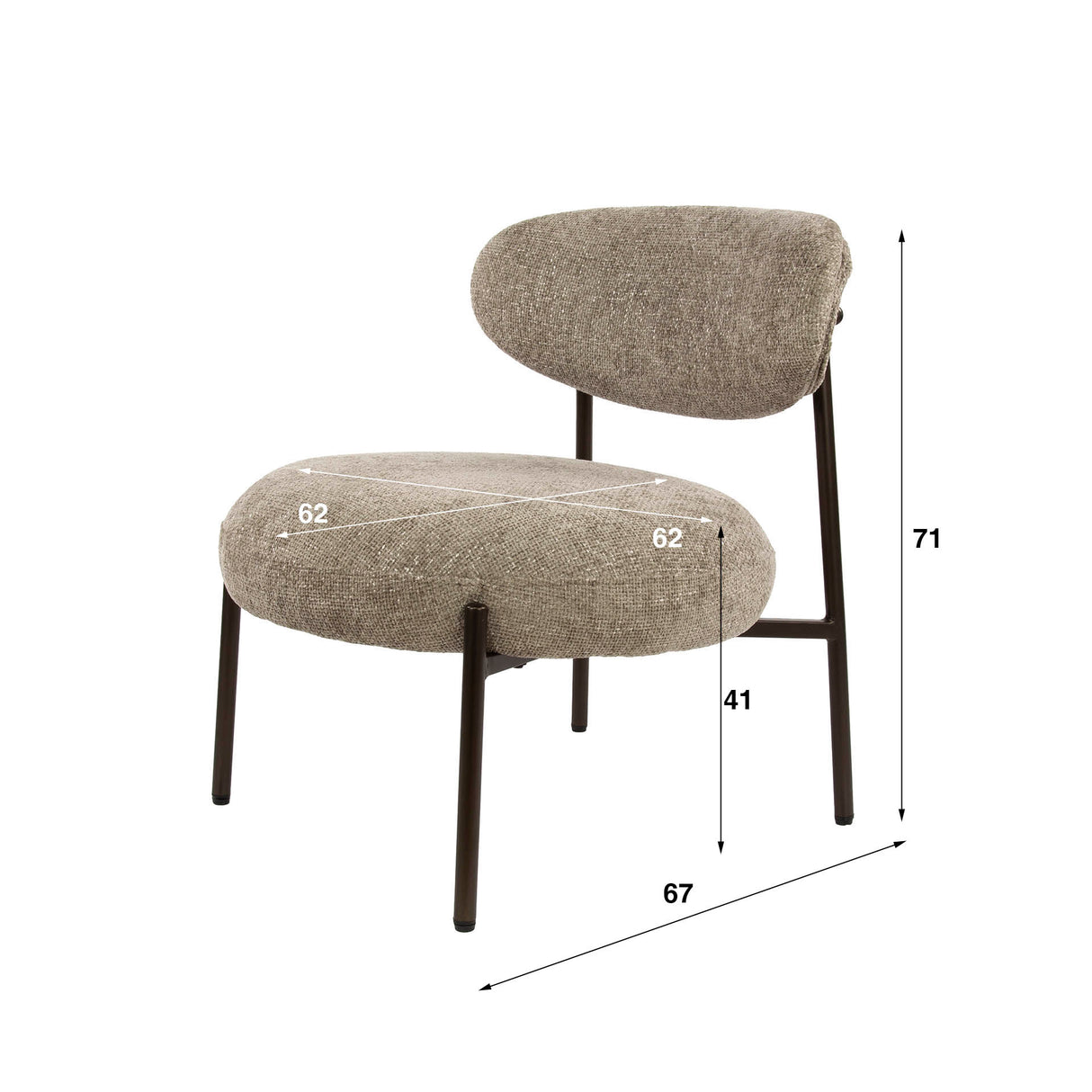 Fauteuil Nova Rond Zandkleurige Stof