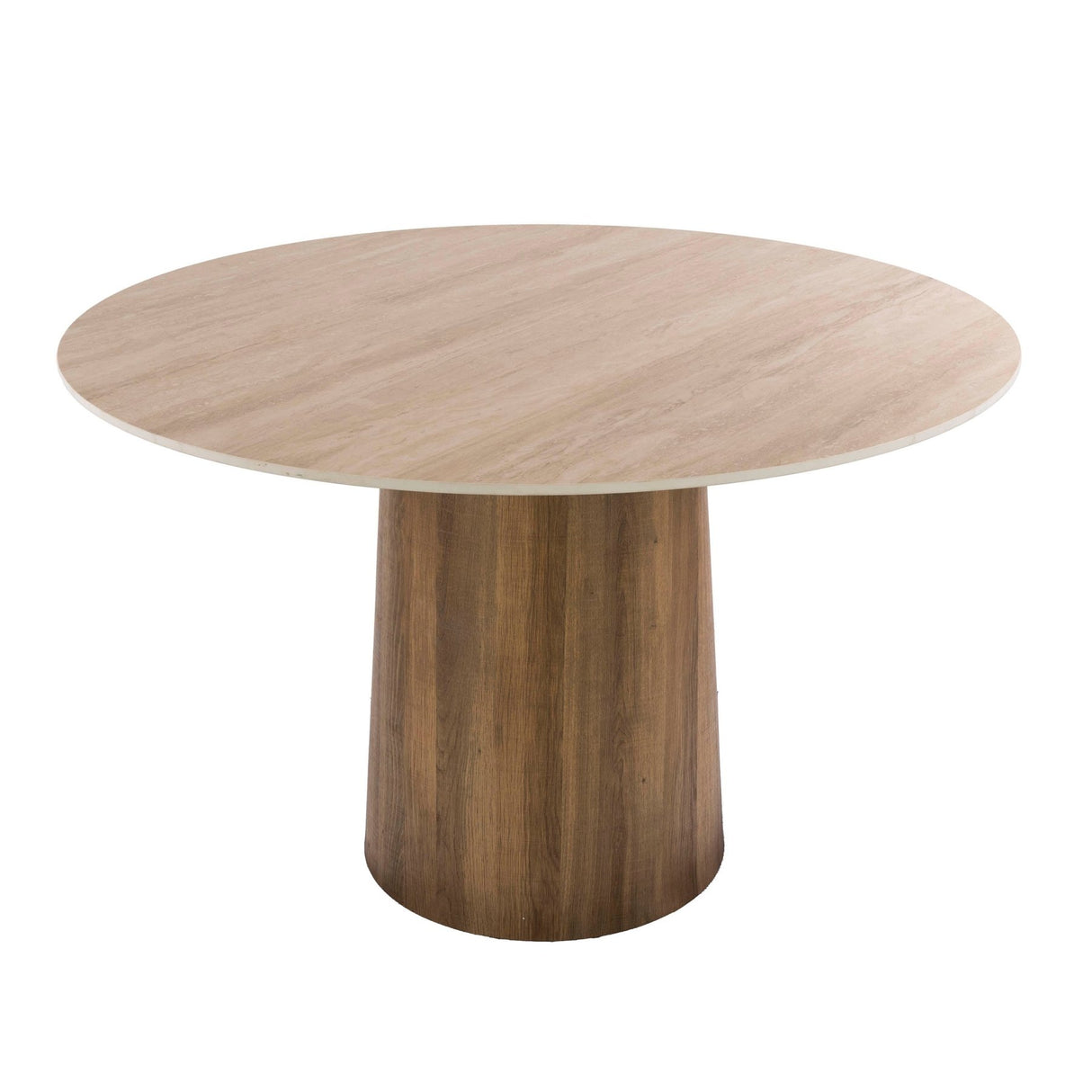 Ronde eettafel Jimi Ø120 cm beige travertin keramiek