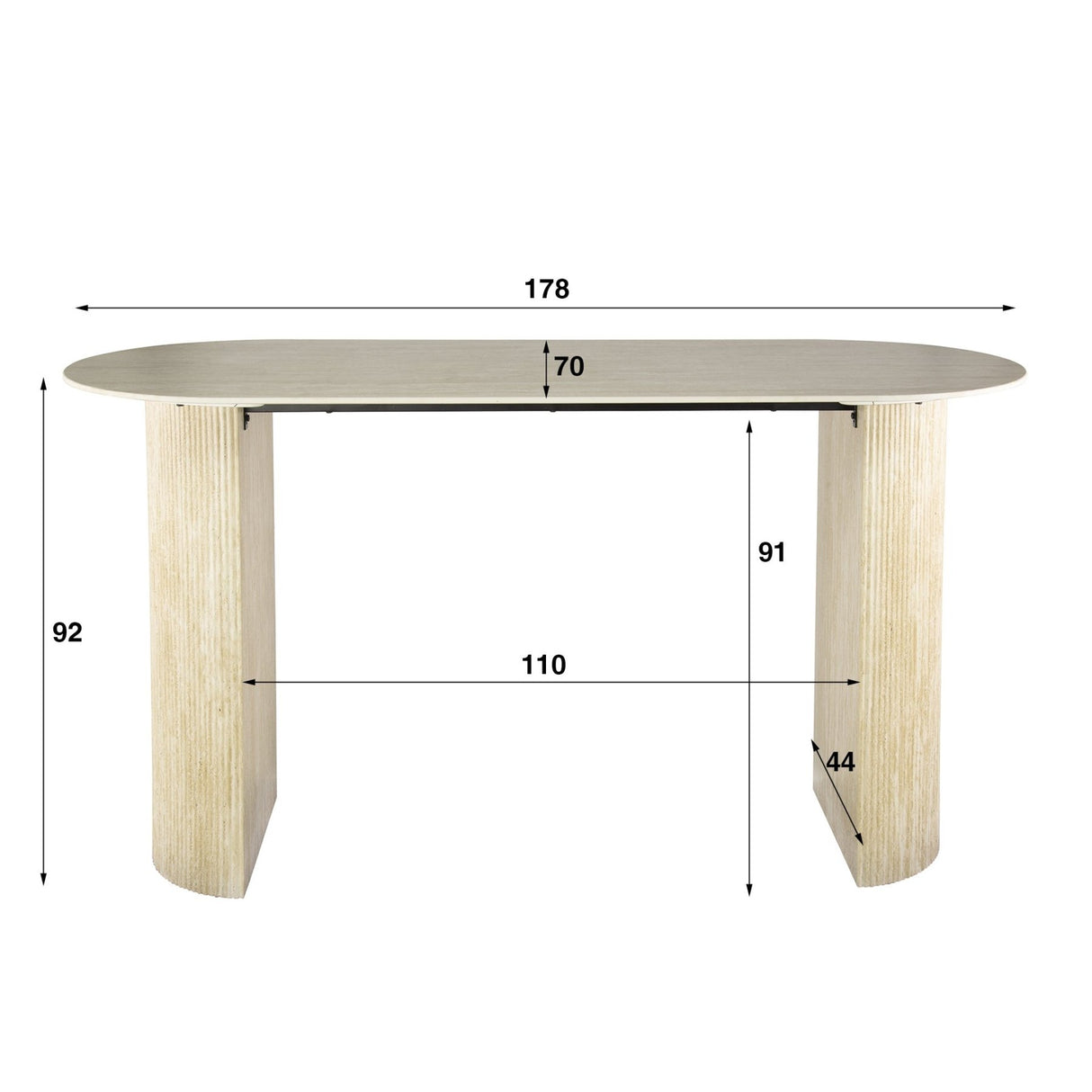Archon Moderne Bartafel Keramiek Travertine 178x70 cm