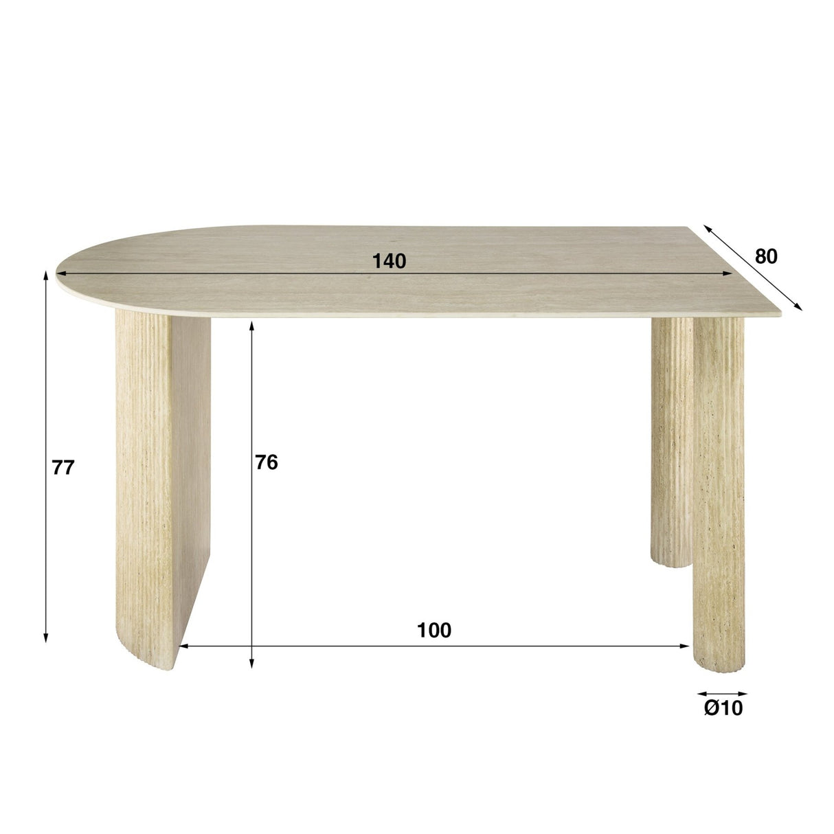 Archon Moderne Eettafel Keramiek Travertine 140x80 cm