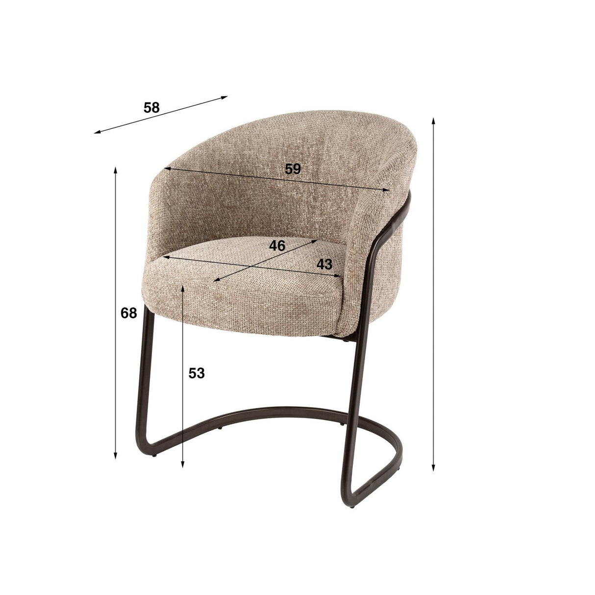 Set van 2 eetkamerstoelen Reno Hoven zand stof