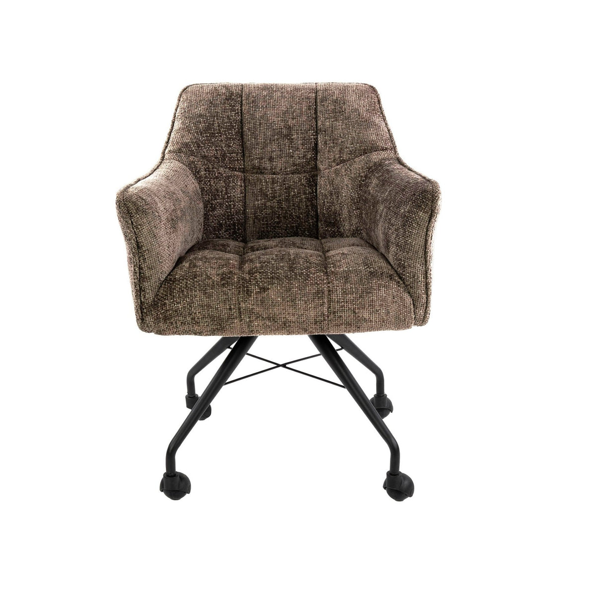 Set van 2 Eetkamerstoelen Tova Stof Taupe Met Wieltjes