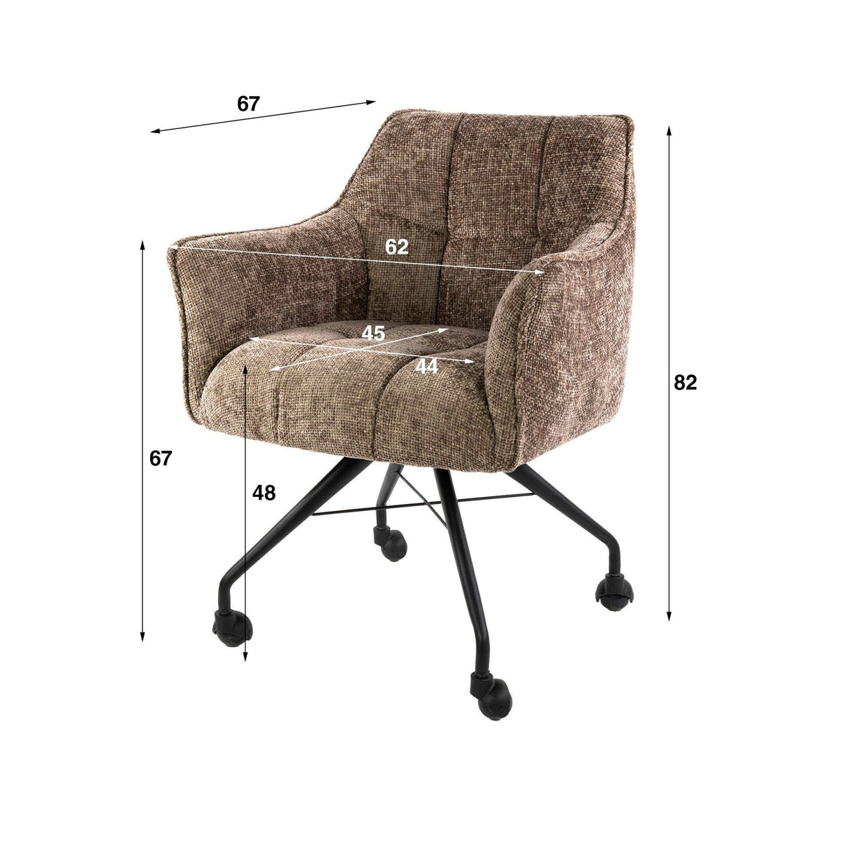 Set van 2 Eetkamerstoelen Tova Stof Hoven Rich Champagne Met Wieltjes