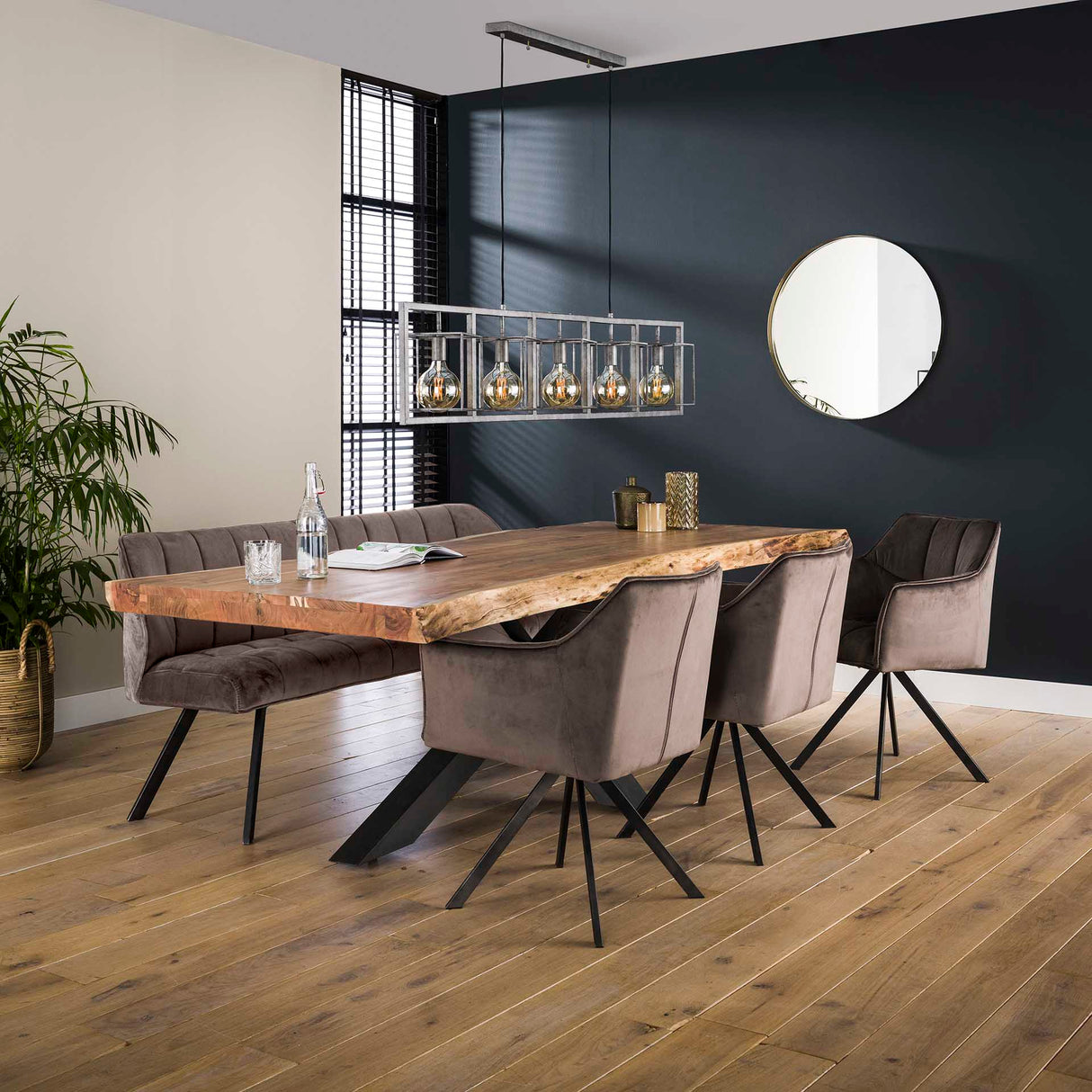 Eetkamerstoel Lino Velvet Antraciet Draaibaar