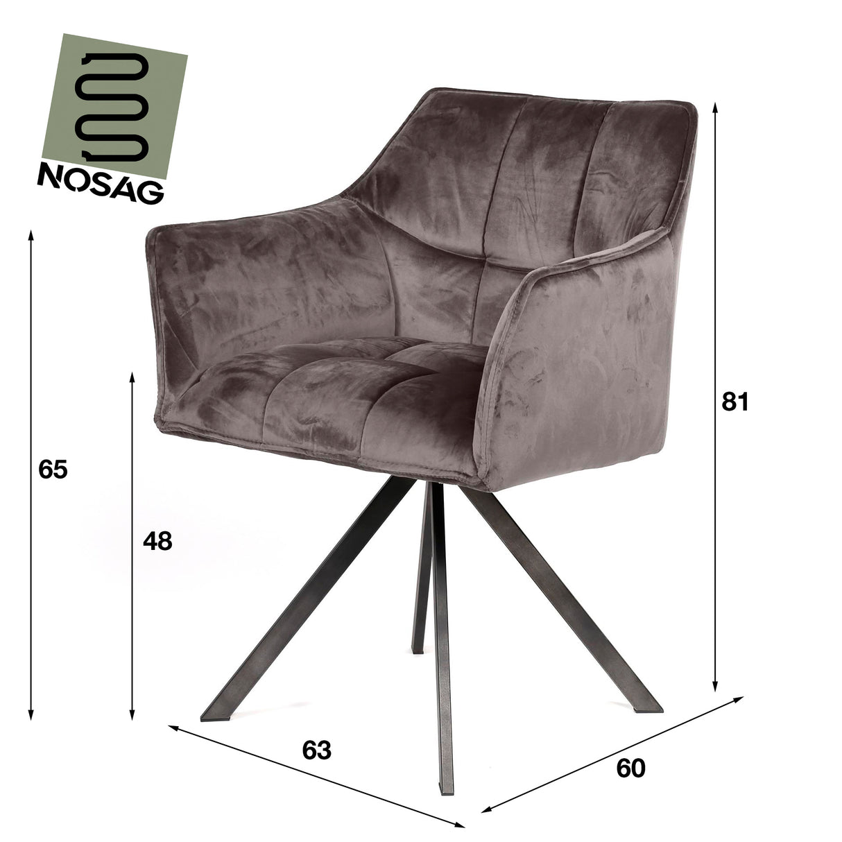 Eetkamerstoel Lino Velvet Antraciet Draaibaar