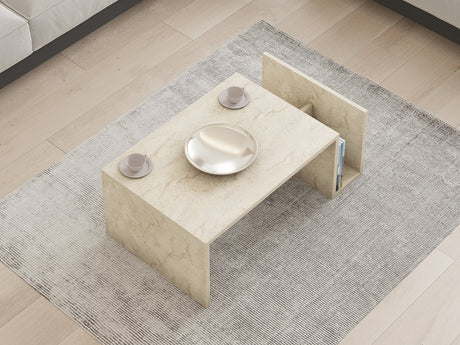 Salontafel Rechthoekig Travertijn Mebo - Met Boekenhouder - 87x50 cm