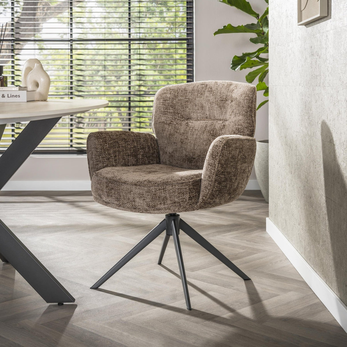 Set van 2 eetkamerstoelen Savona draaibaar Hoven rich champagne