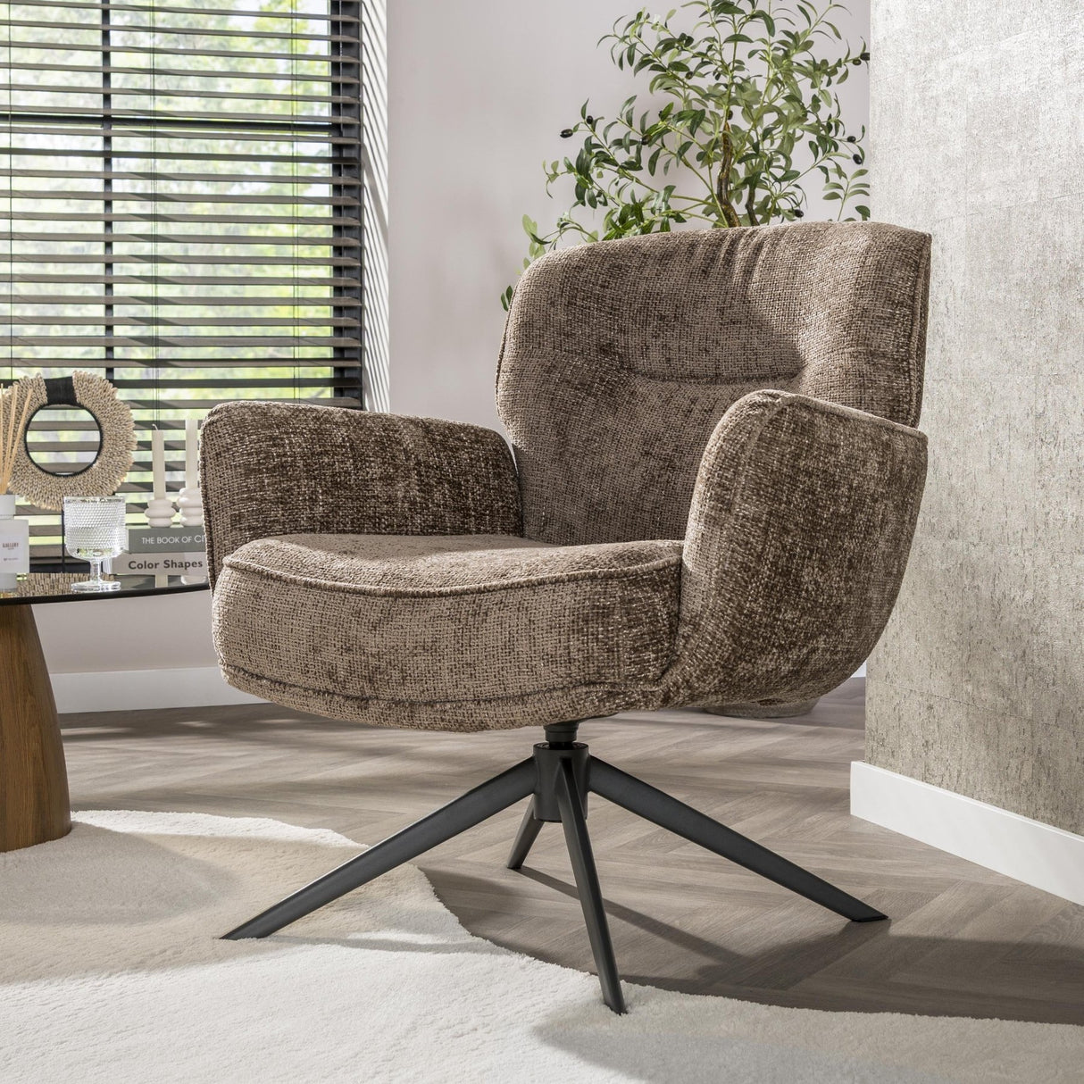 Savona draaibare fauteuil Hoven Rich Stof Champagne