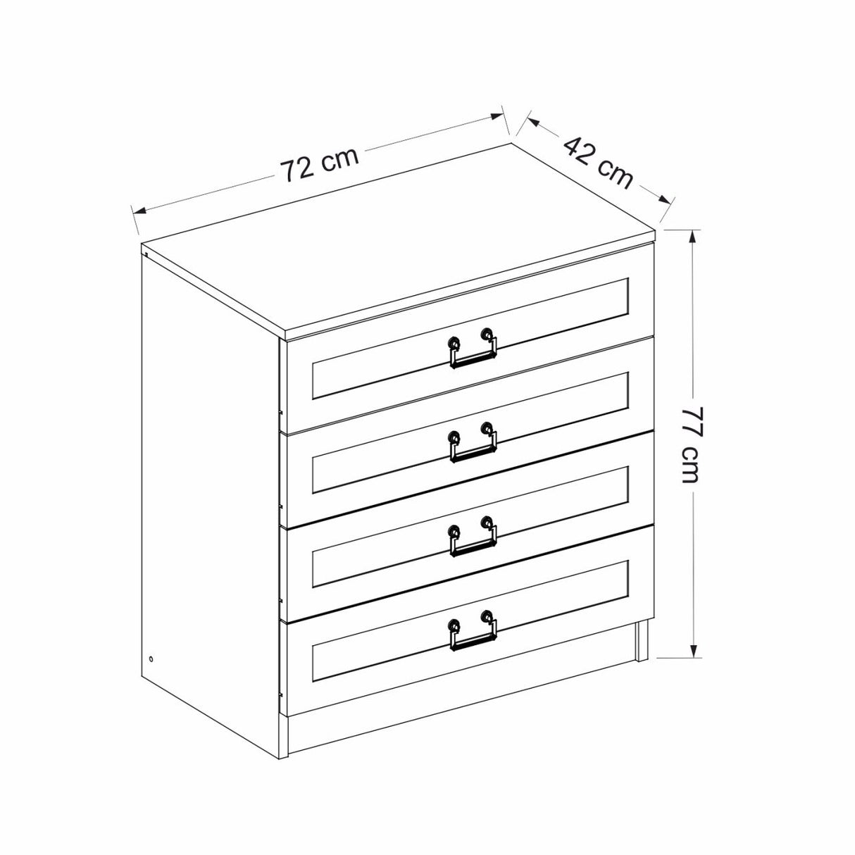 Ladekasten - Ladekast Kale Wit Melamine 72x42x77 cm - Dimehouse