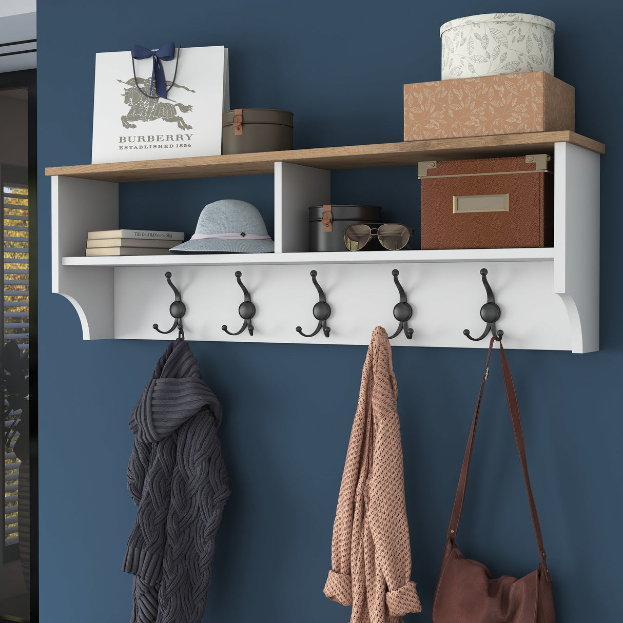 Meubelset Kapstok - Schoenenkast - Wit-Walnoot Melamine