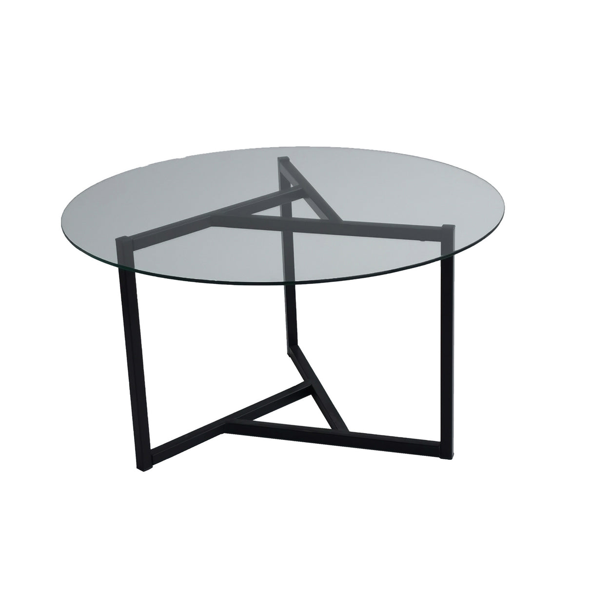 Salontafel Rond Glas 75 cm - Zwart Metalen Frame