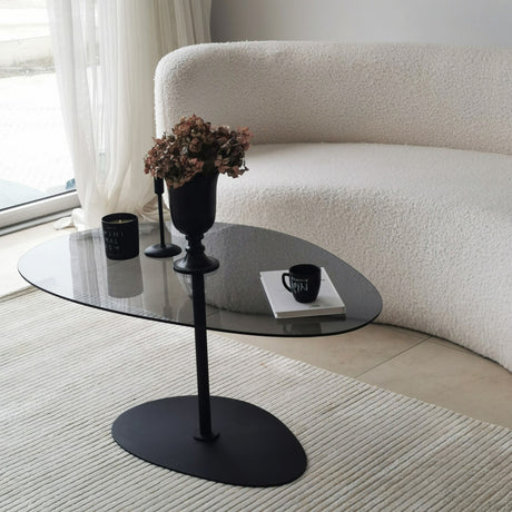 Organische Design Salontafel Getint Glas Torpo - Zwart Metalen Frame