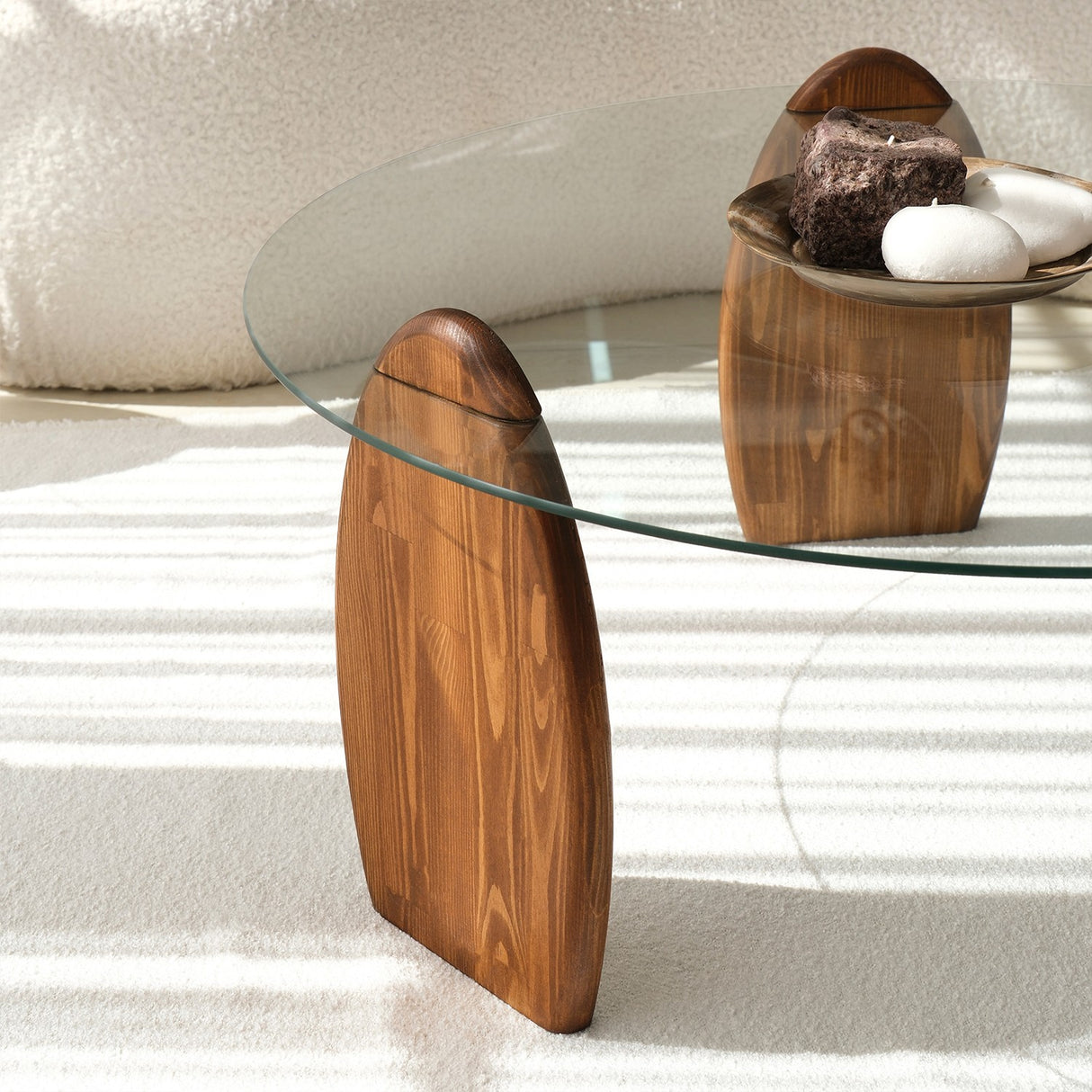 Design Salontafel Rond 90 cm Sunf - Houten onderstel