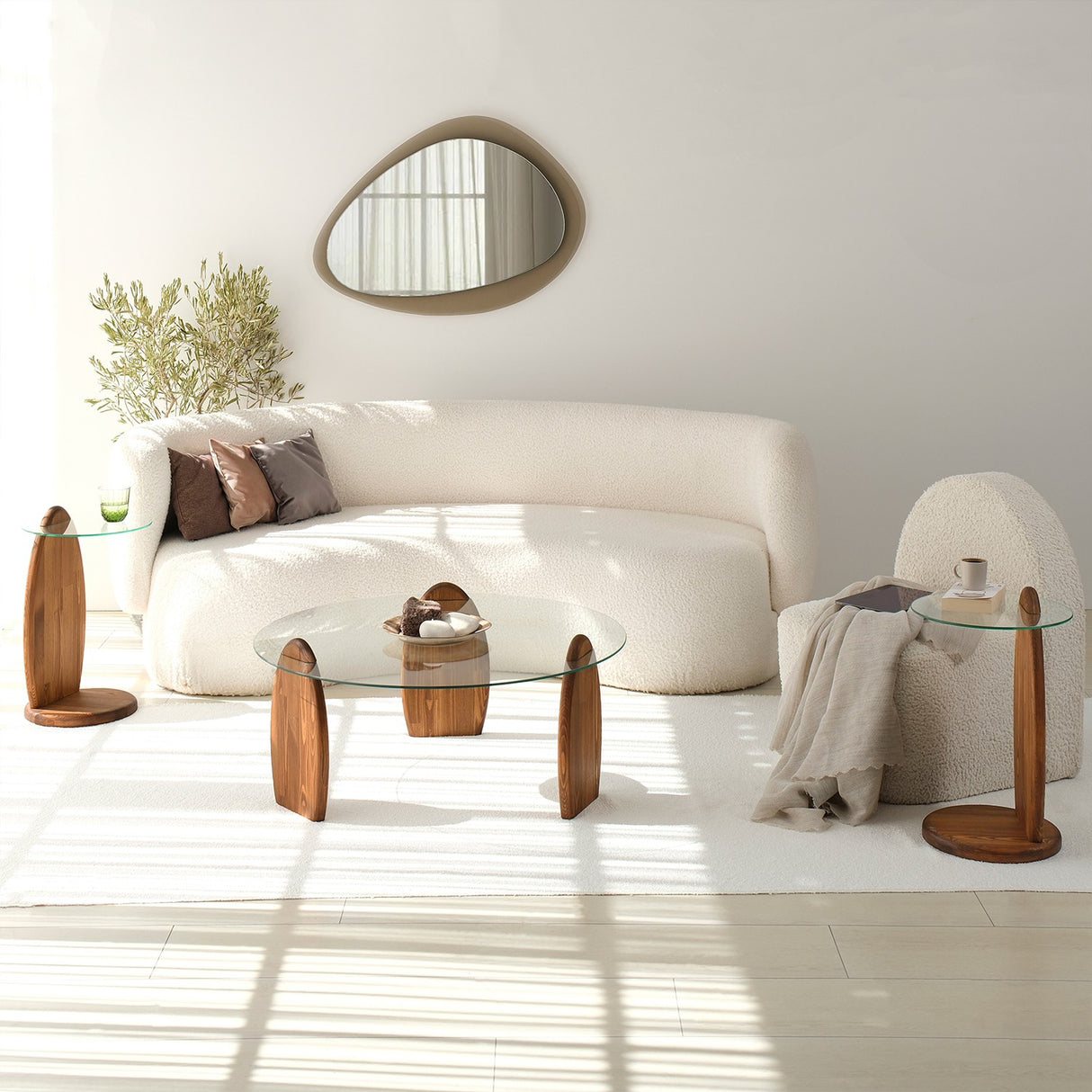 Design Salontafel Rond 90 cm Sunf - Houten onderstel