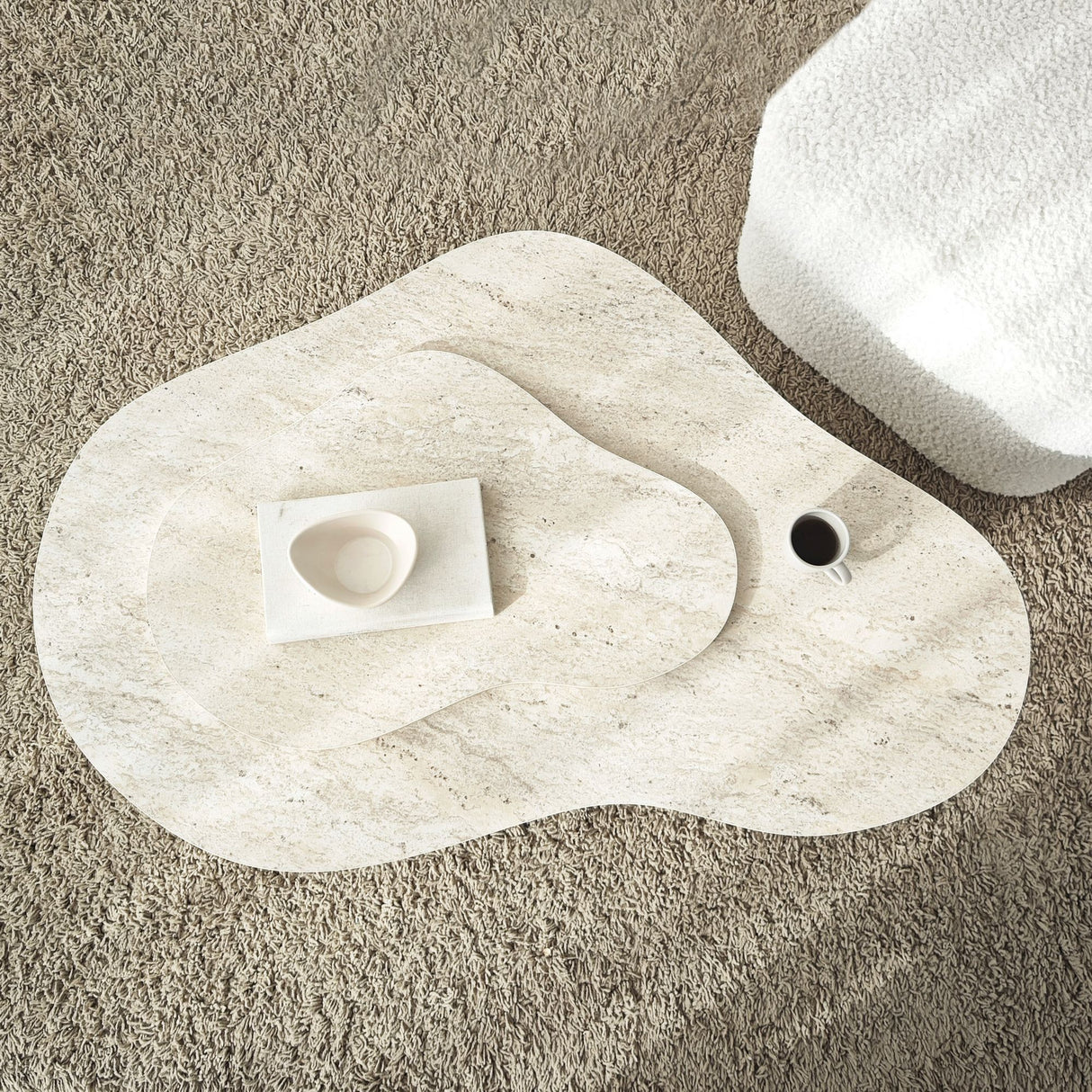 Organische Salontafel Travertin Melamine marmer look Melta - 105x65 cm