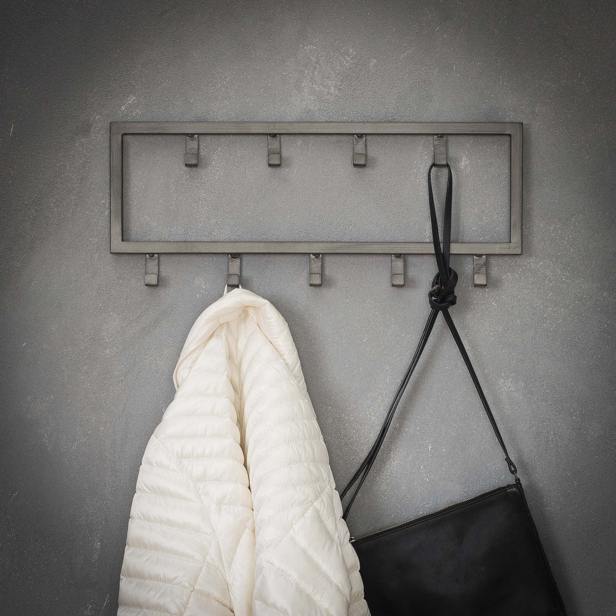 Industriële Kapstok Milano 9 haken Geborsteld Metaal zilver