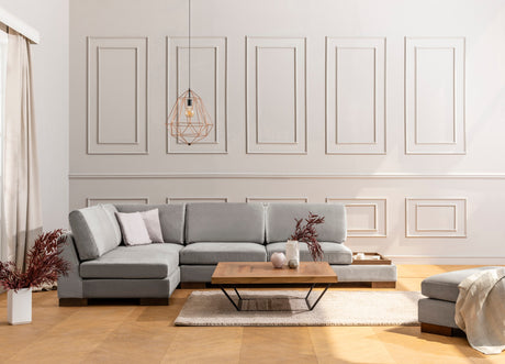 Hoekbank Links Tulip Licht Grijs - Met Hocker