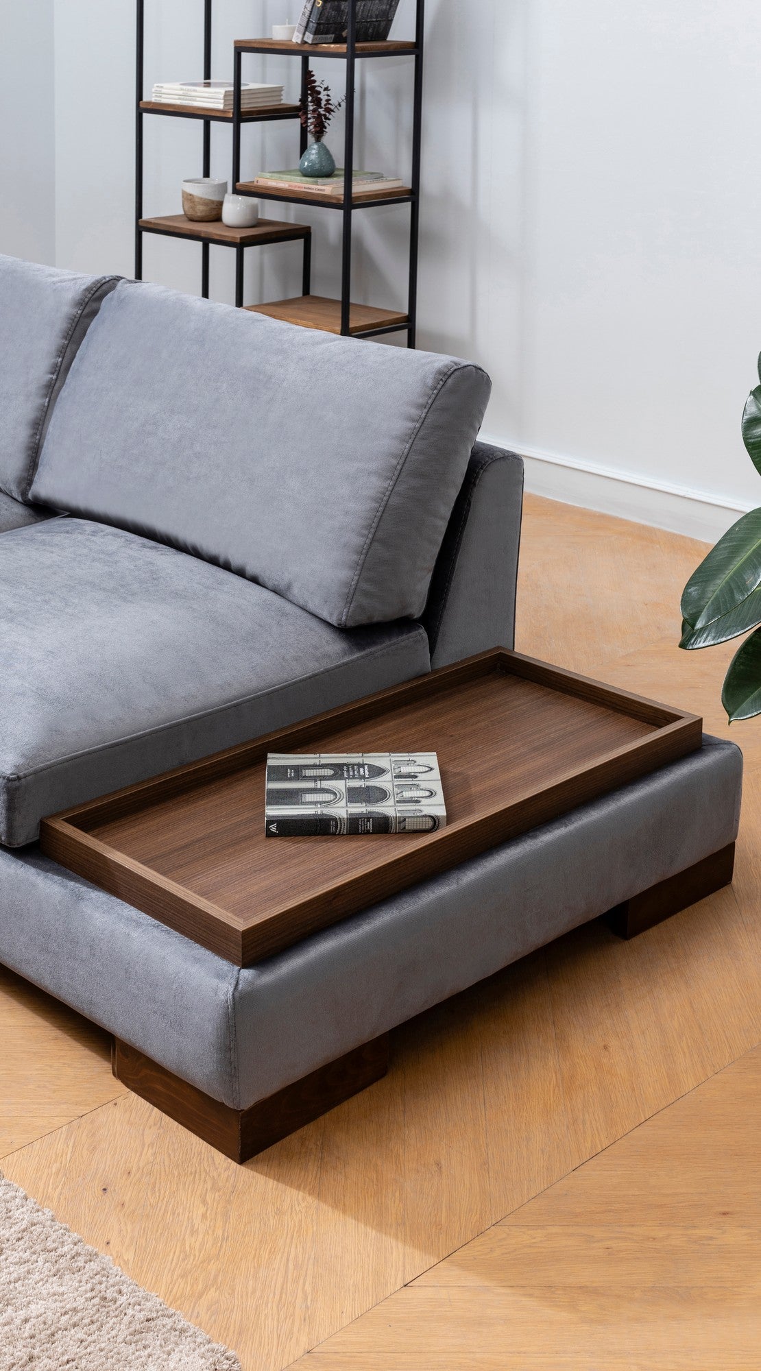 Hoekbank Links Tulip Donker Grijs - Met Hocker