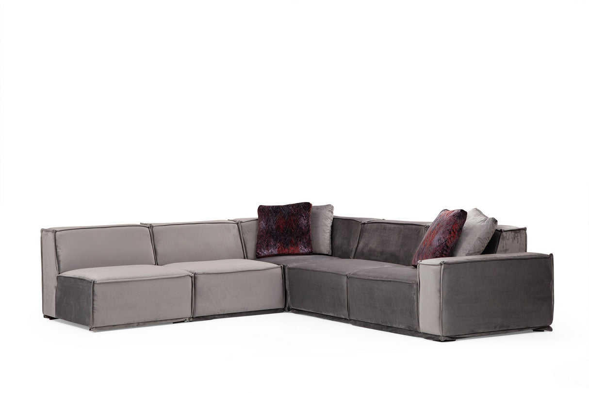 Hoekbank Links Lego Velvet Grijs