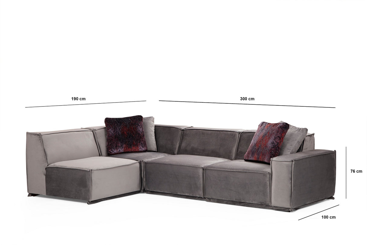 Hoekbank Links Lego Grijs Velvet