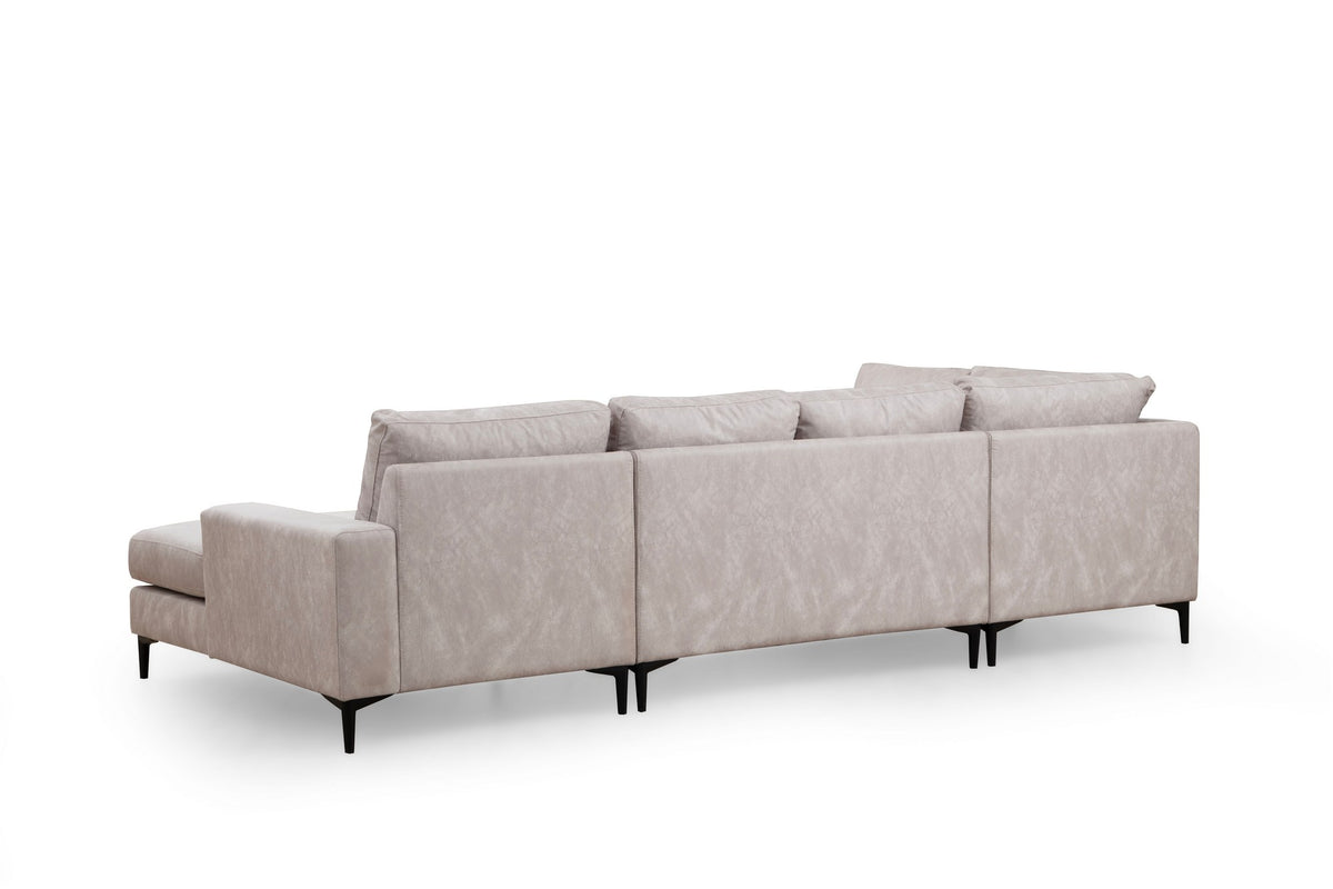 Banken - U - bank Hoekbank Grijs Stof 314x200 cm - Links - Porto - Dimehouse