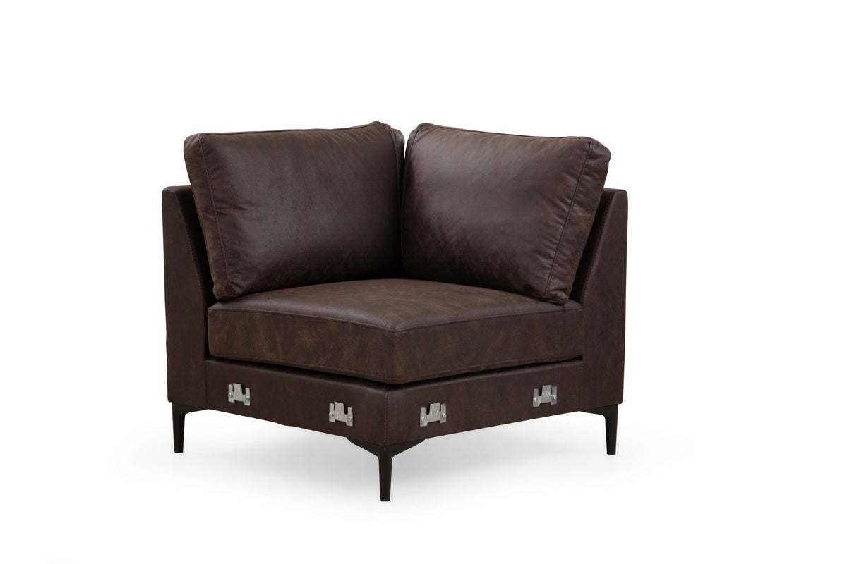 Banken - U - bank Hoekbank Bruin Stof 314x200 cm - Links - Porto - Dimehouse