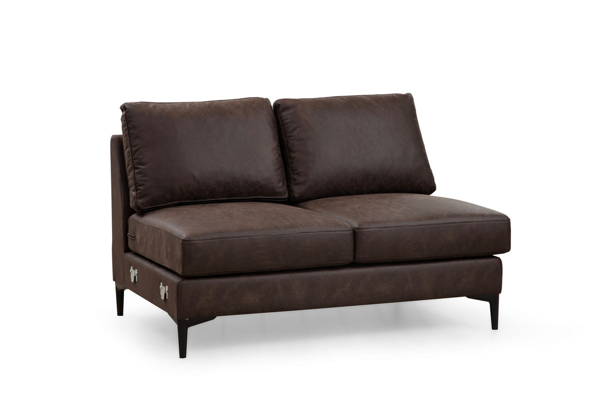 Banken - U - bank Hoekbank Bruin Stof 314x200 cm - Links - Porto - Dimehouse