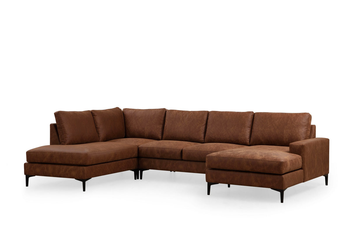 U-bank Hoekbank Cognac Stof 314x200 cm - Links - Porto