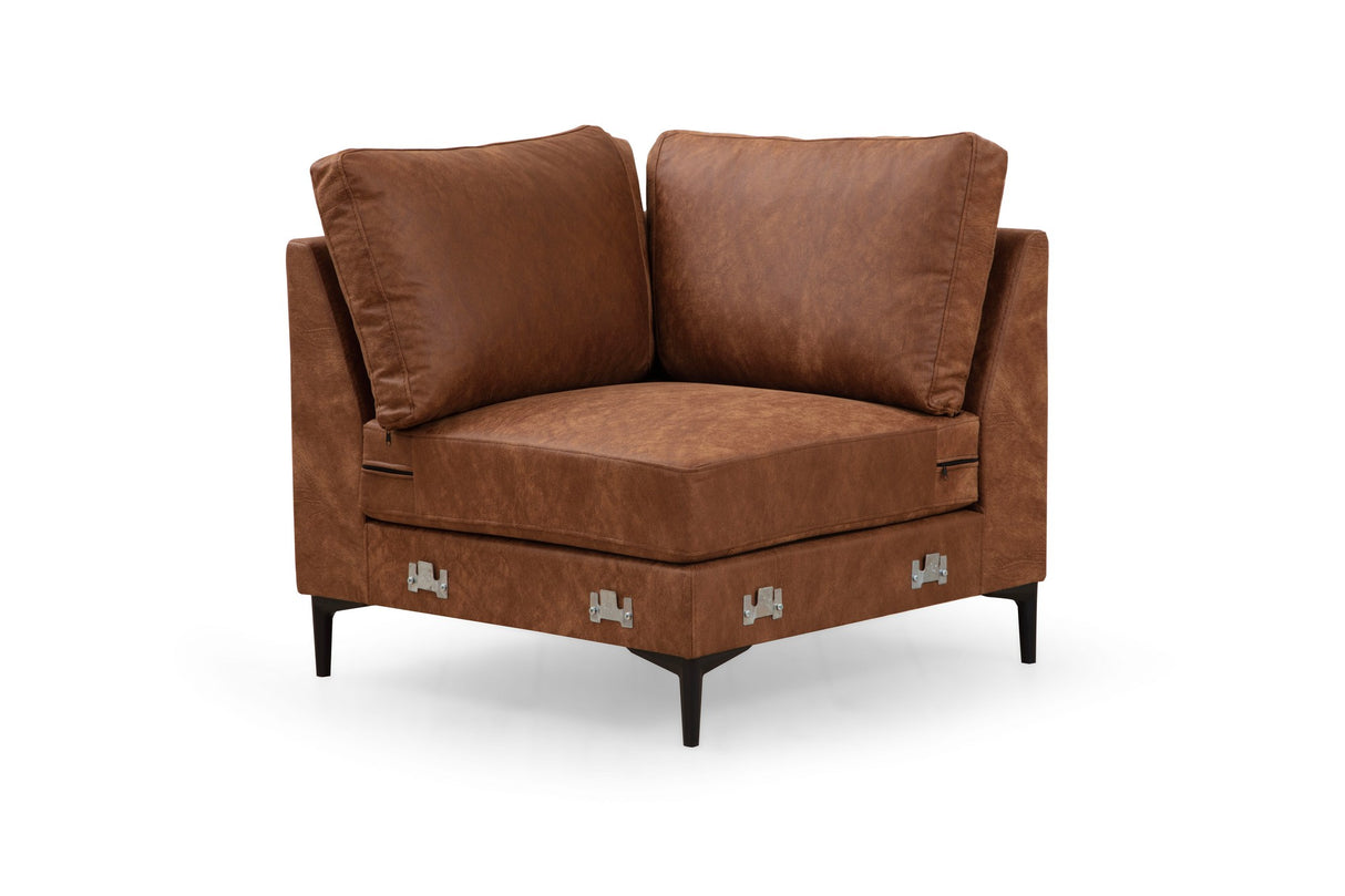 U-bank Hoekbank Cognac Stof 314x200 cm - Links - Porto