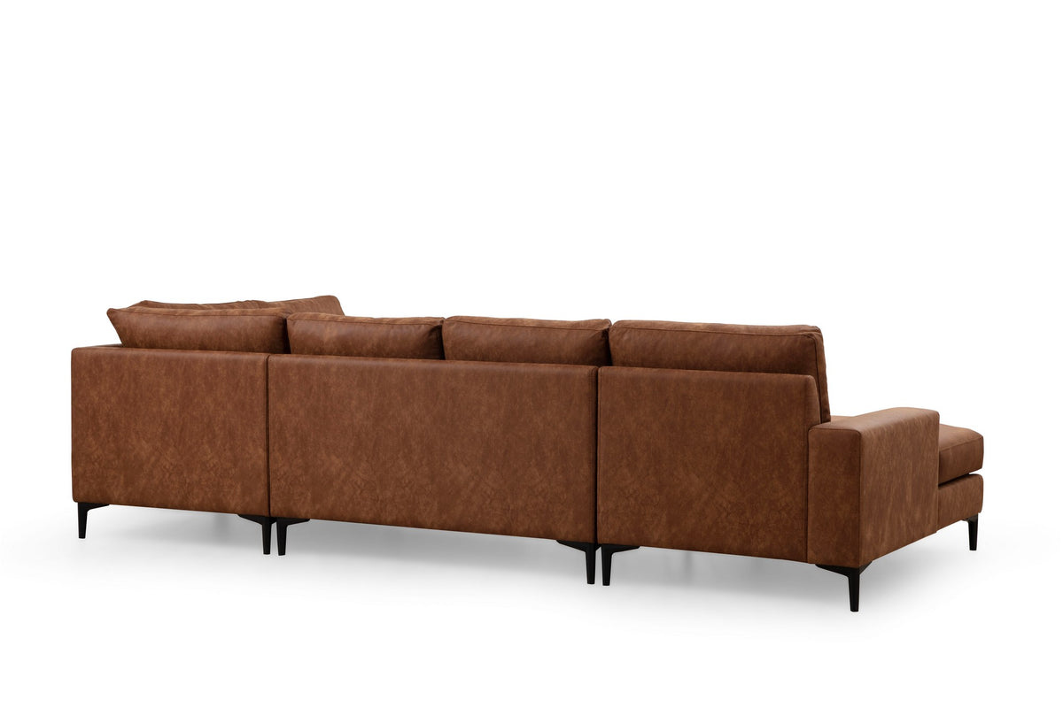 Banken - U - bank Hoekbank Cognac Stof 314x200 cm - Rechts - Porto - Dimehouse