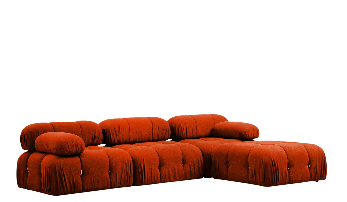 Modulaire XXL hoekbank met hocker Oranje rood Stof Bubble