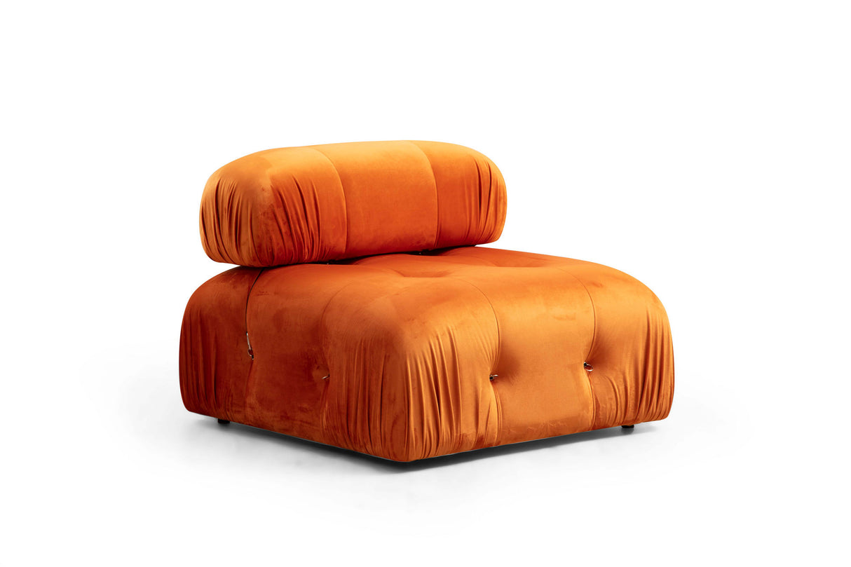 Modulaire XXL hoekbank Bubble met hocker - velvet oranje