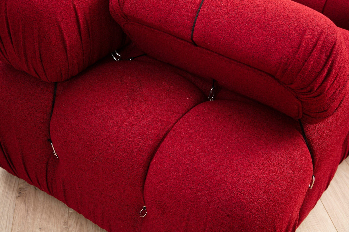 Modulaire XXL hoekbank Bubble met hocker - velvet rood