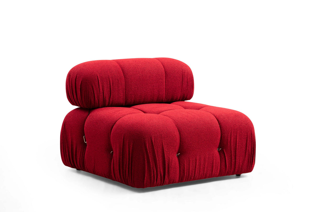 Modulaire XXL hoekbank Bubble met hocker - velvet rood