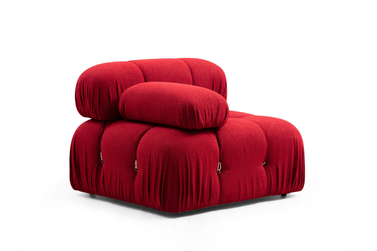Modulaire XXL hoekbank Bubble met hocker - velvet rood