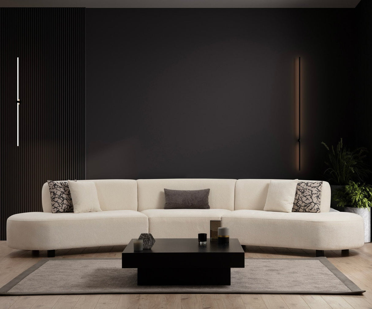 Hoekbank Beige gemêleerde stof organisch Pars - XXXL 390 cm