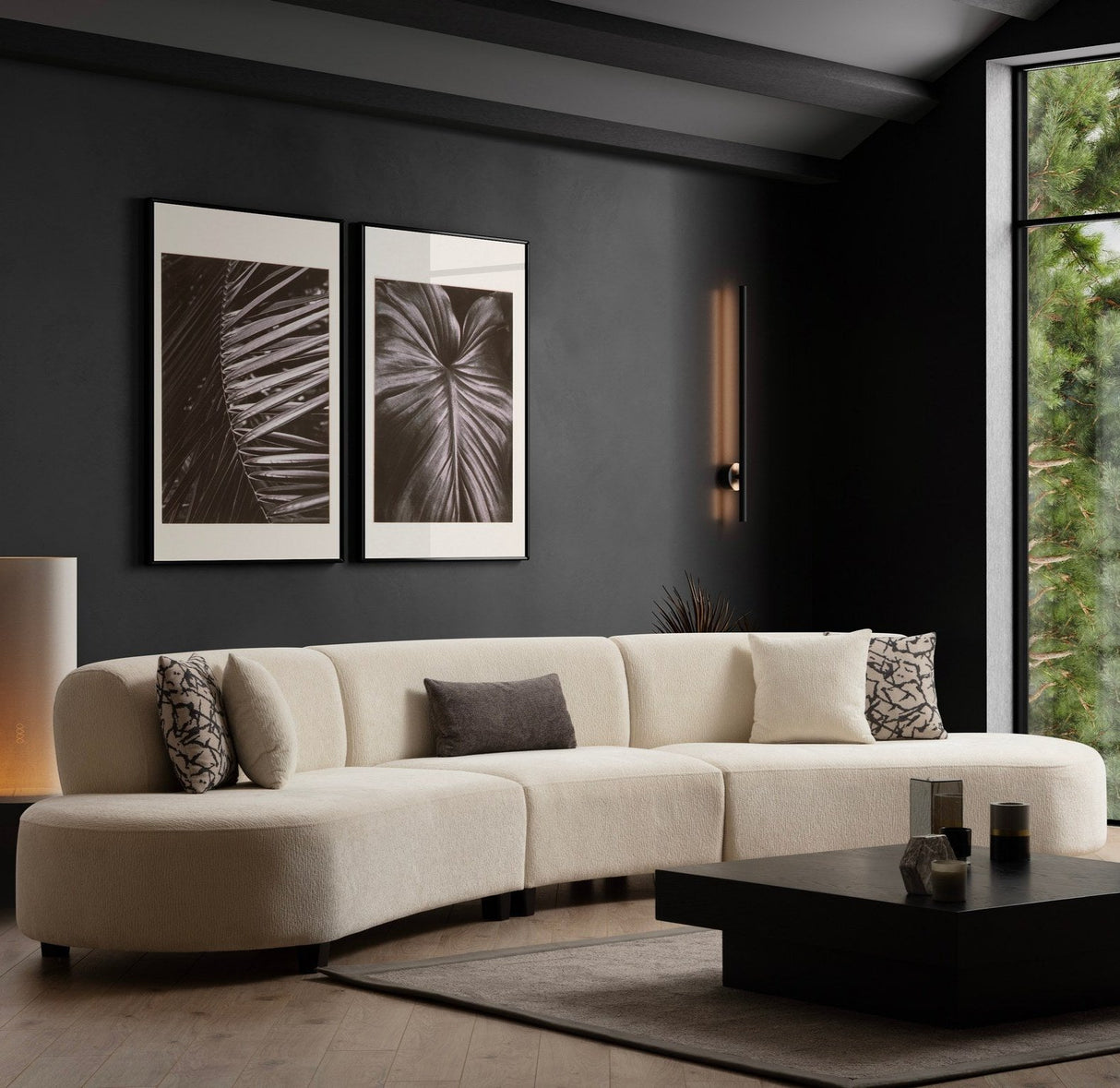 Hoekbank Beige gemêleerde stof organisch Pars - XXXL 390 cm