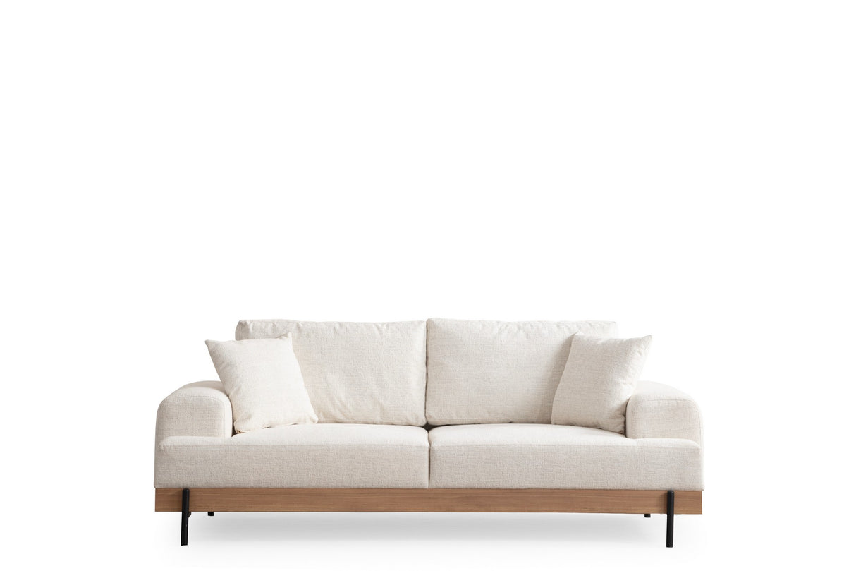 Banken - 3 - zits Bank Eti Wit - Naturel Houten Frame - Dimehouse