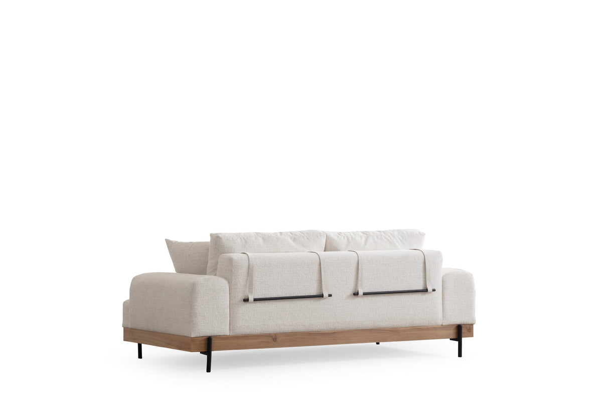Banken - 3 - zits Bank Eti Wit - Naturel Houten Frame - Dimehouse